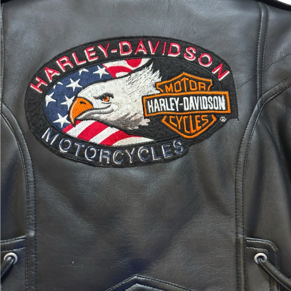 Harley-Davidson Kid’s Black Faux Leather Jacket Size 6 - Picture 7 of 8